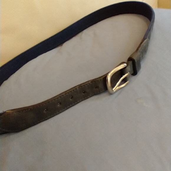 Size 40 made in USA Zeppelin Blue fabric belt with sailing nautical flags silver - Picture 4 of 7